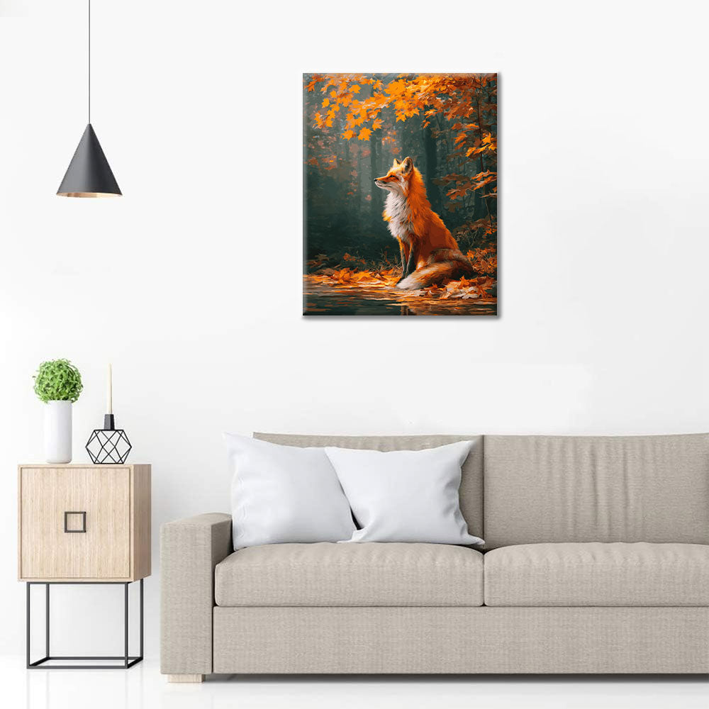 Maple Leaves and Fox - Paint by Numbers