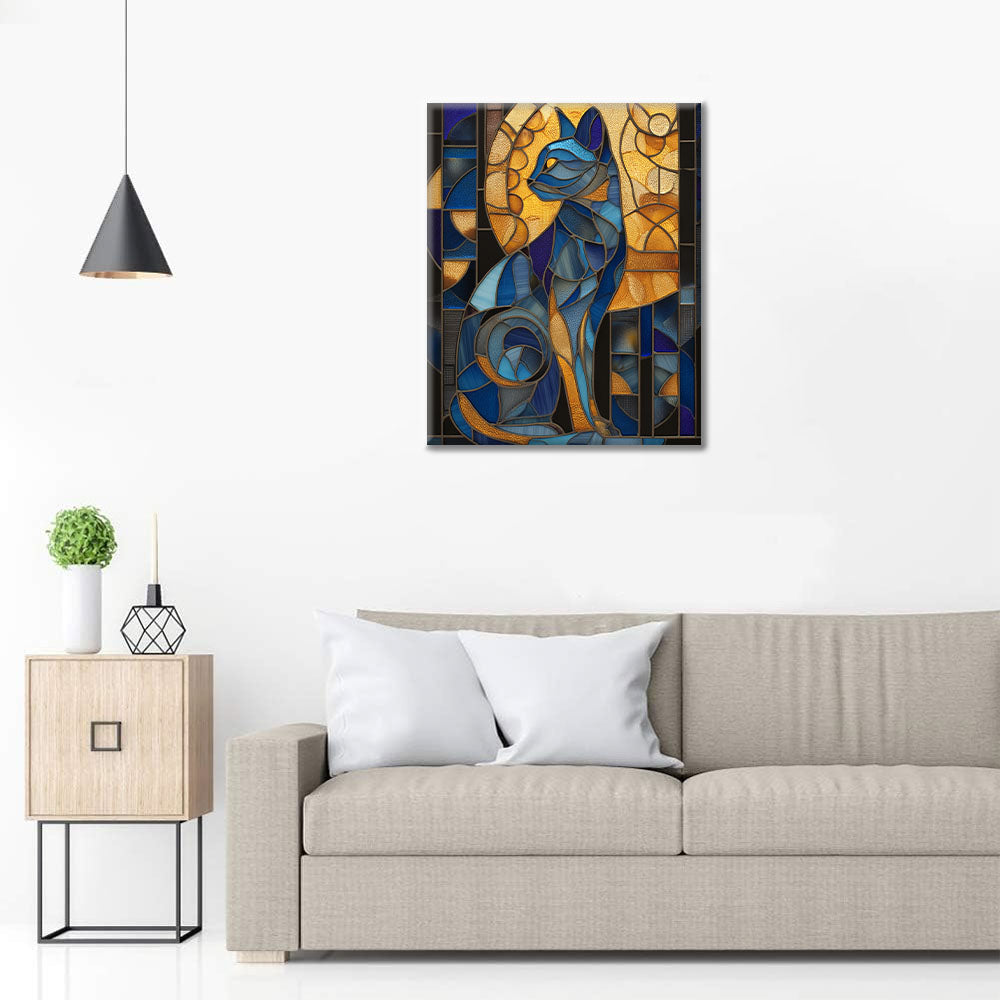 Mosaic Egyptian Cat - Paint by Numbers