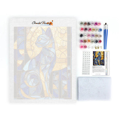 Mosaic Egyptian Cat - Paint by Numbers