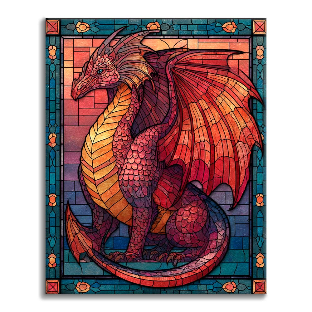 Mosaic Flame Dragon - Paint by Numbers