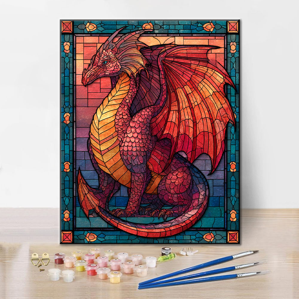 Mosaic Flame Dragon - Paint by Numbers