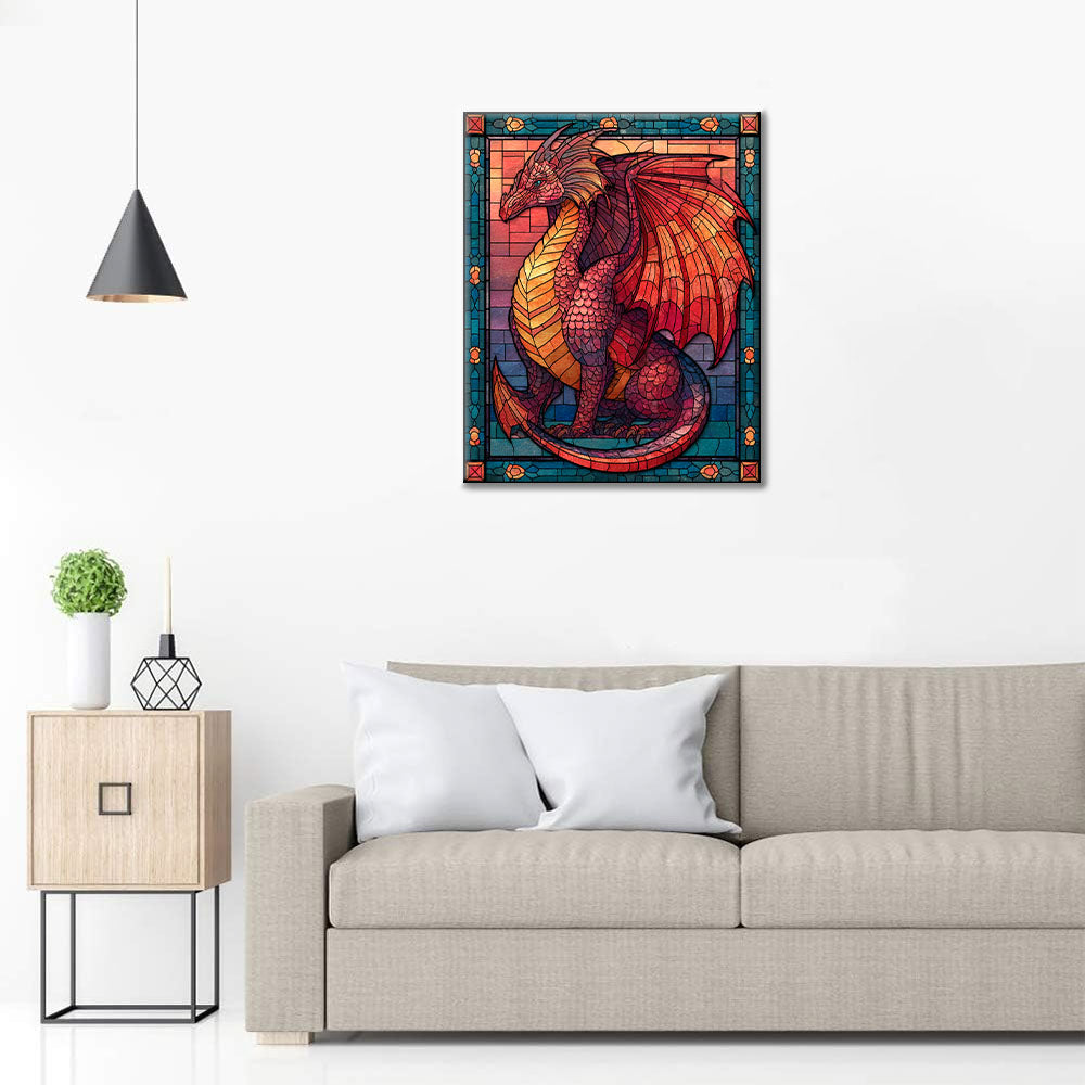 Mosaic Flame Dragon - Paint by Numbers