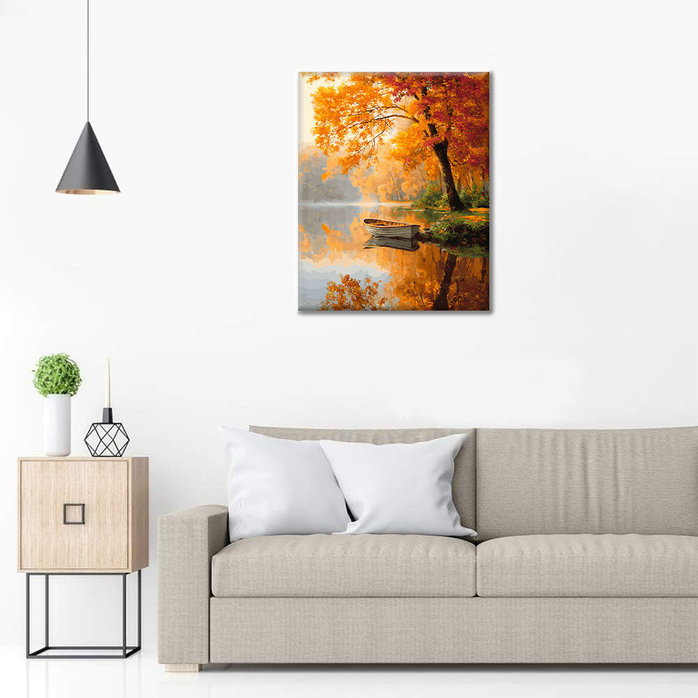 Serene Autumn Boat - Paint by Numbers