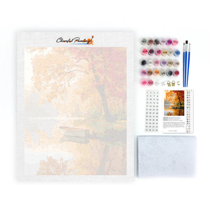 Serene Autumn Boat - Paint by Numbers