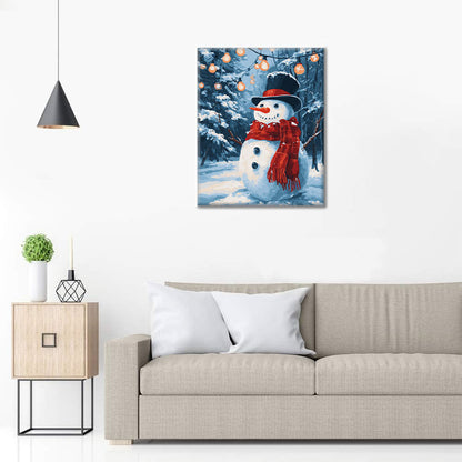 Snowman with Christmas Lights - Paint by Numbers