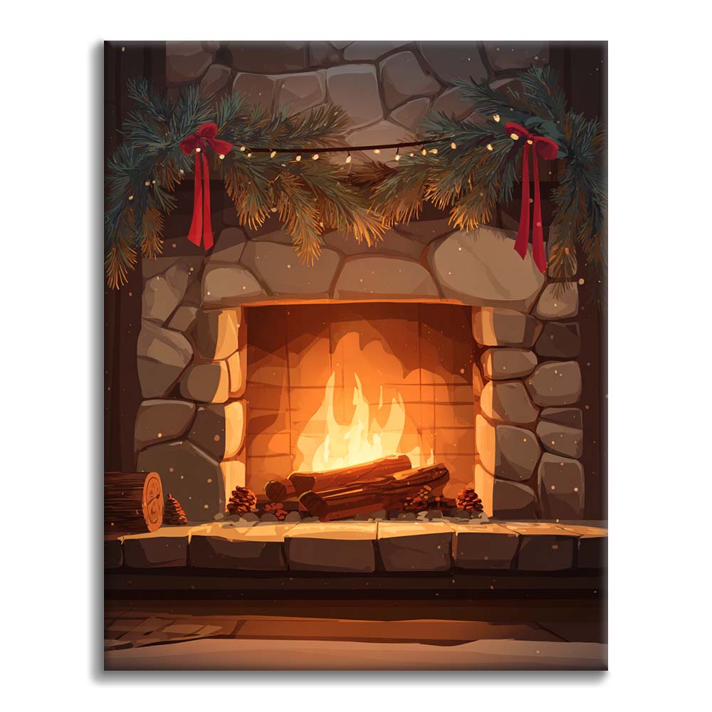 Warm Fireplace - Paint by Numbers
