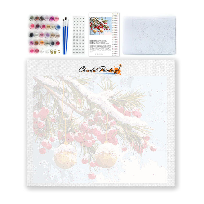 Winter Branches with Ornaments - Paint by Numbers