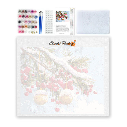 Winter Branches with Ornaments - Paint by Numbers