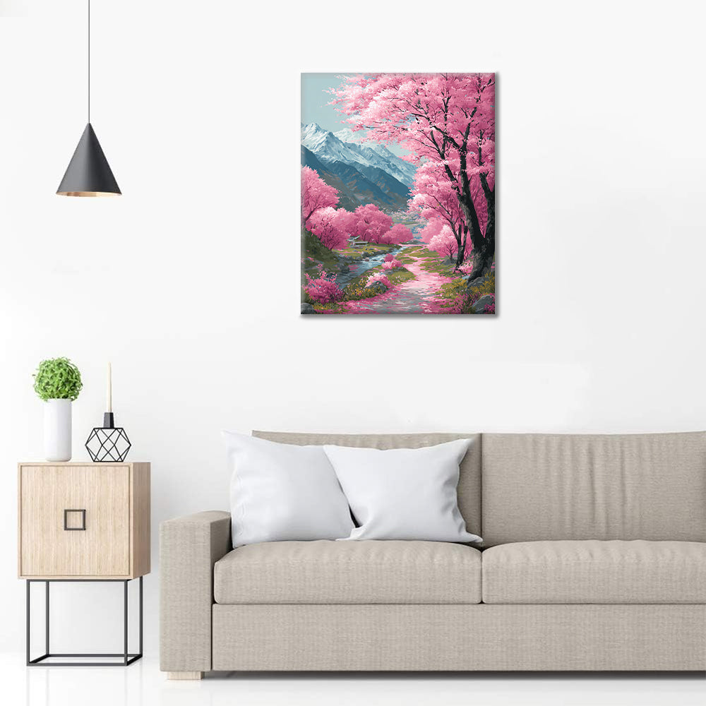 Cherry Blossom Path - Paint by Numbers