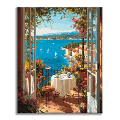 The sea view from the window. - Paint by Numbers