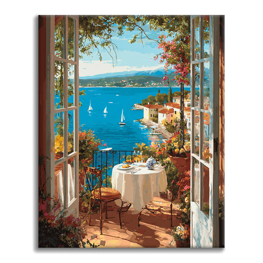 The sea view from the window. - Paint by Numbers