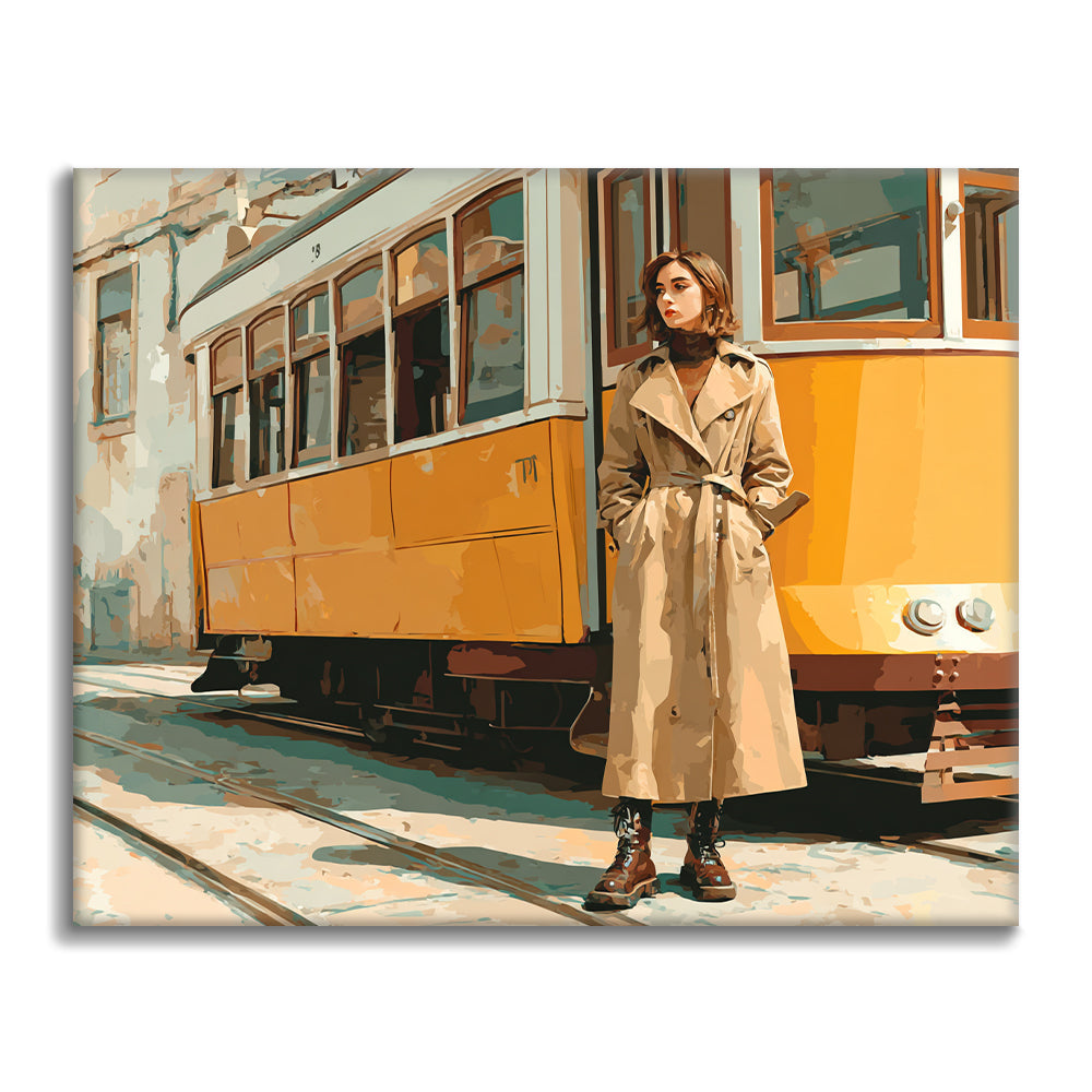 Woman by Tram - Paint by Numbers