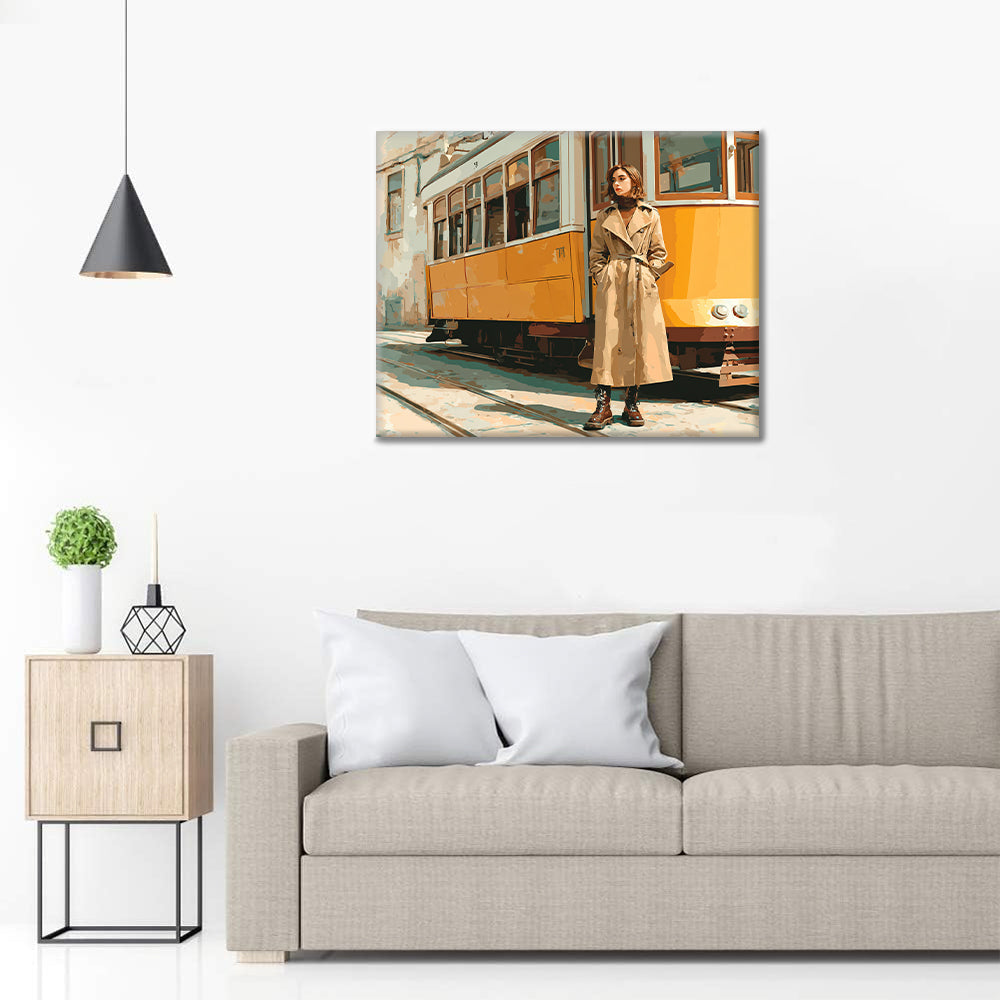 Woman by Tram - Paint by Numbers