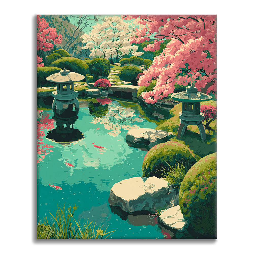Cherry Blossom Garden - Paint by Numbers