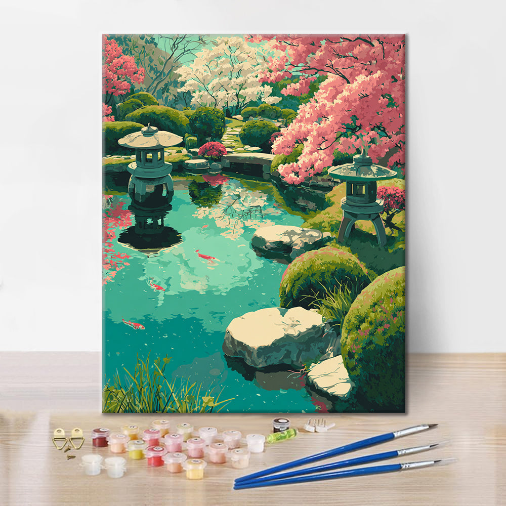 Cherry Blossom Garden - Paint by Numbers