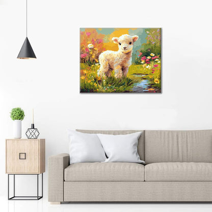 Flowers And Lamb - Paint by Numbers