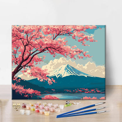 Fuji Spring Scene - Paint by Numbers