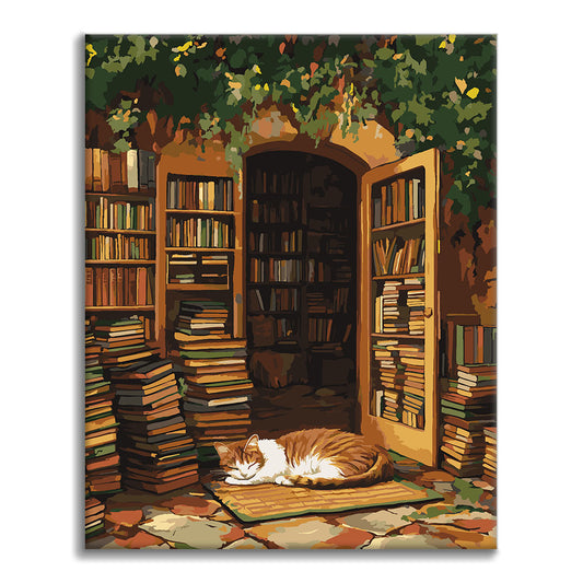 The Library Cat - Paint by Numbers