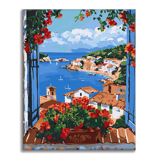 Balcony Geraniums - Paint by Numbers