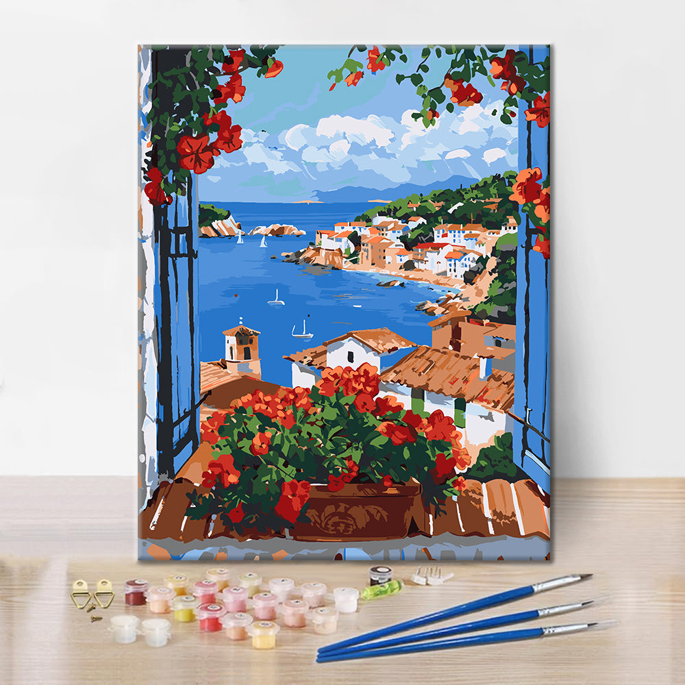 Balcony Geraniums - Paint by Numbers