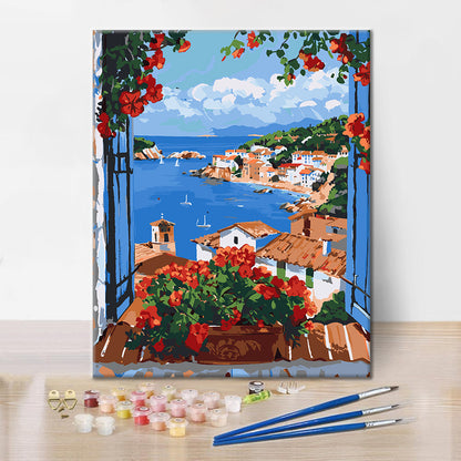 Balcony Geraniums - Paint by Numbers