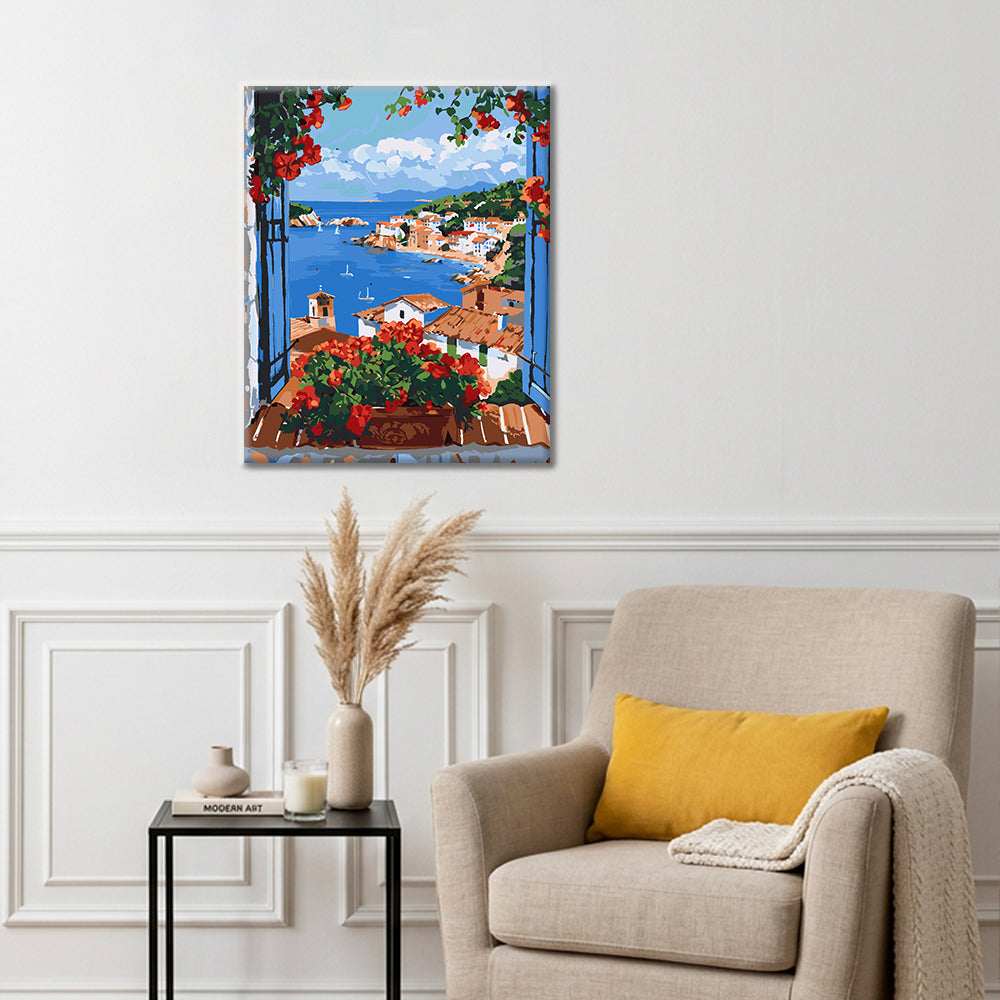 Balcony Geraniums - Paint by Numbers