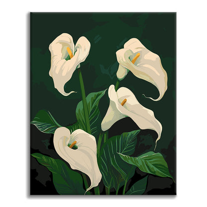 Blooming White Calla Lilies - Paint by Numbers