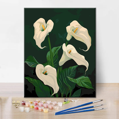Blooming White Calla Lilies - Paint by Numbers