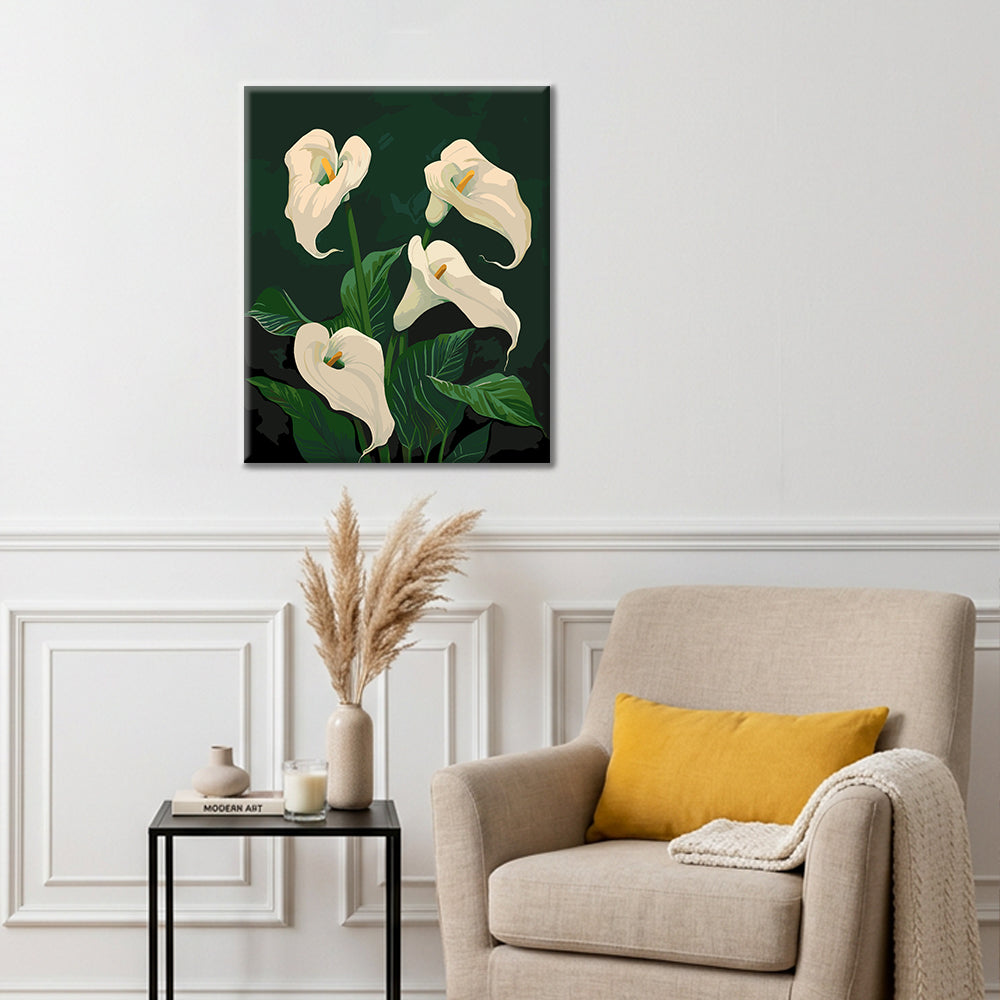 Blooming White Calla Lilies - Paint by Numbers