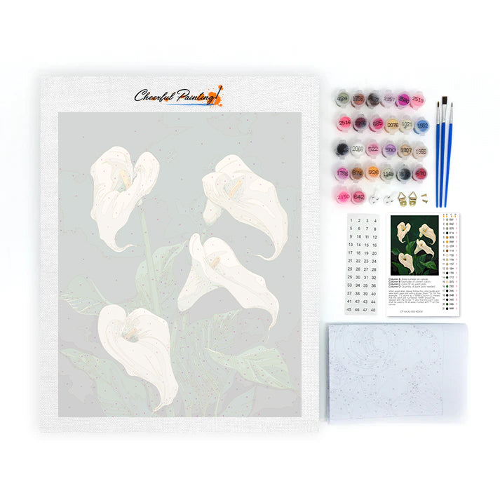 Blooming White Calla Lilies - Paint by Numbers