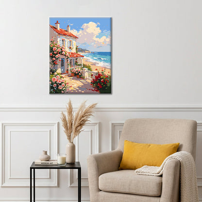 Seaside Rose Cottage - Paint by Numbers