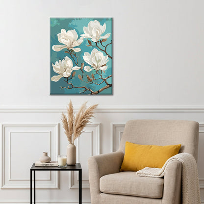 White Magnolia Closeup - Paint by Numbers