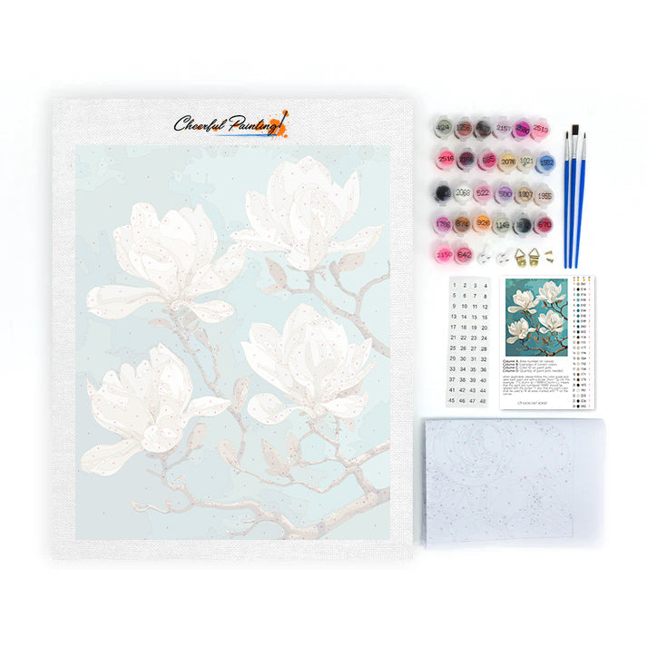 White Magnolia Closeup - Paint by Numbers