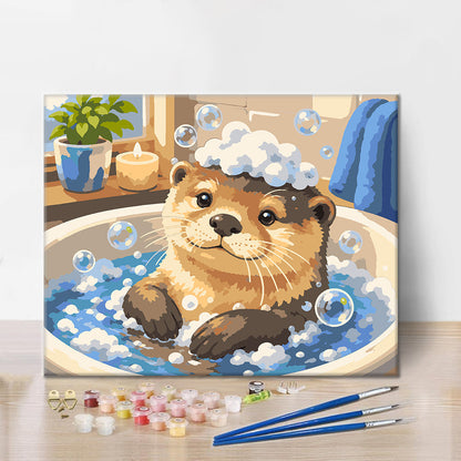Bathing Otter - Paint by Numbers