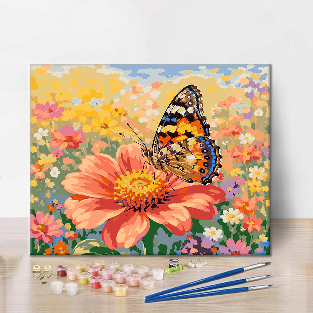 Butterfly on Flower - Paint by Numbers