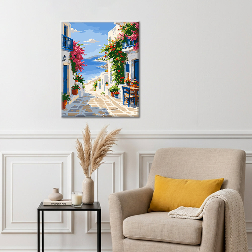 Greek Island Street - Paint by Numbers