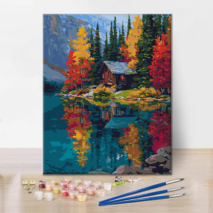Lakeside Cabin - Paint by Numbers