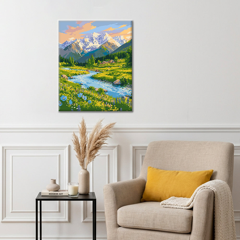 Mountain Stream in Bloom - Paint by Numbers