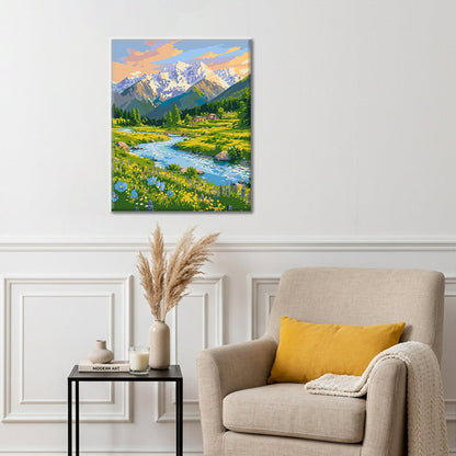 Mountain Stream in Bloom - Paint by Numbers