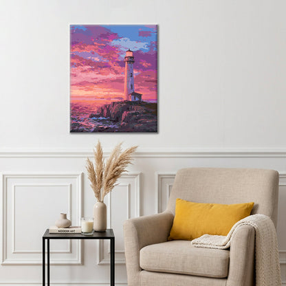 Seaside Lighthouse and Sunset - Paint by Numbers