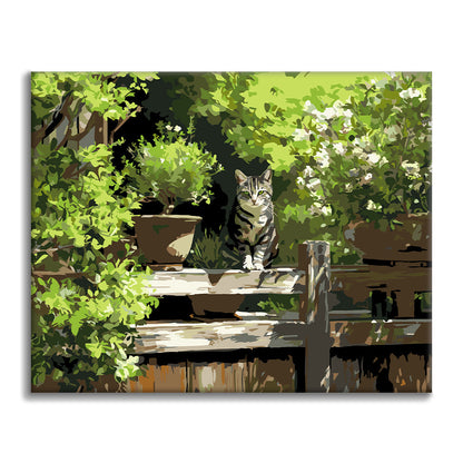 Sunny Garden Kitten - Paint by Numbers