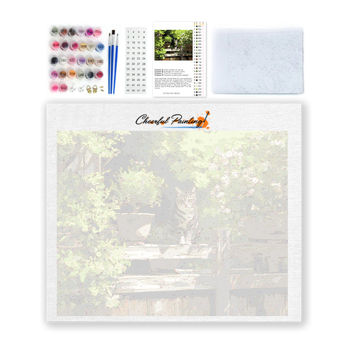 Sunny Garden Kitten - Paint by Numbers
