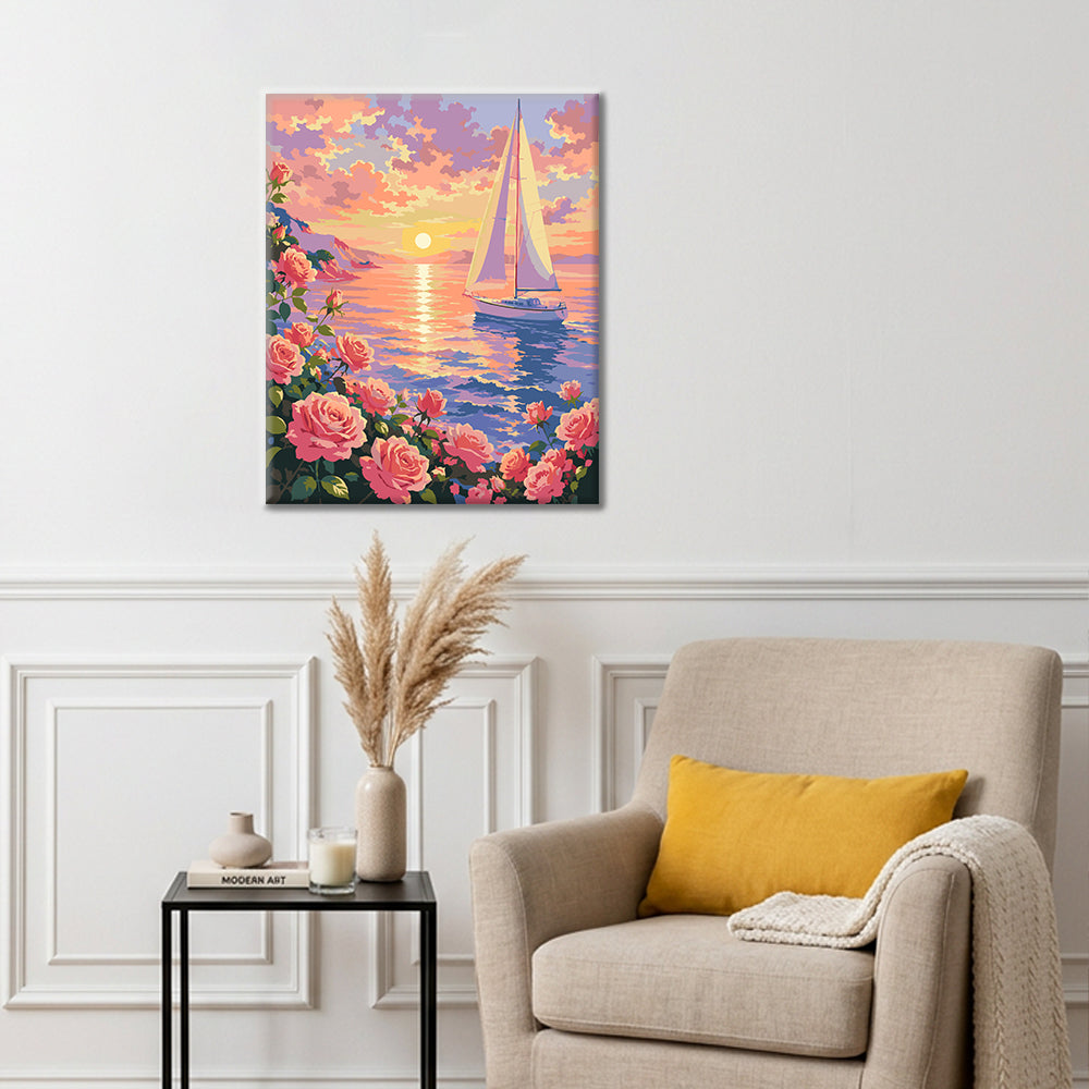 Sunset Flower Field - Paint by Numbers