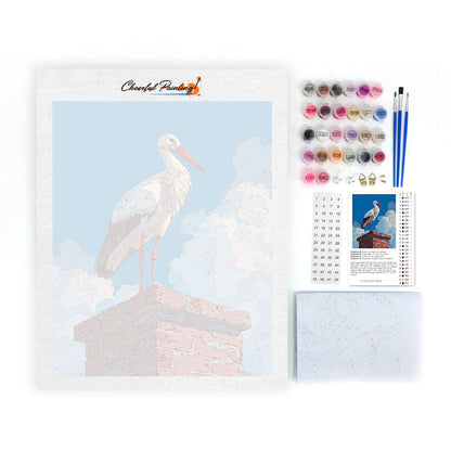 The Rooftop Stork - Paint by Numbers