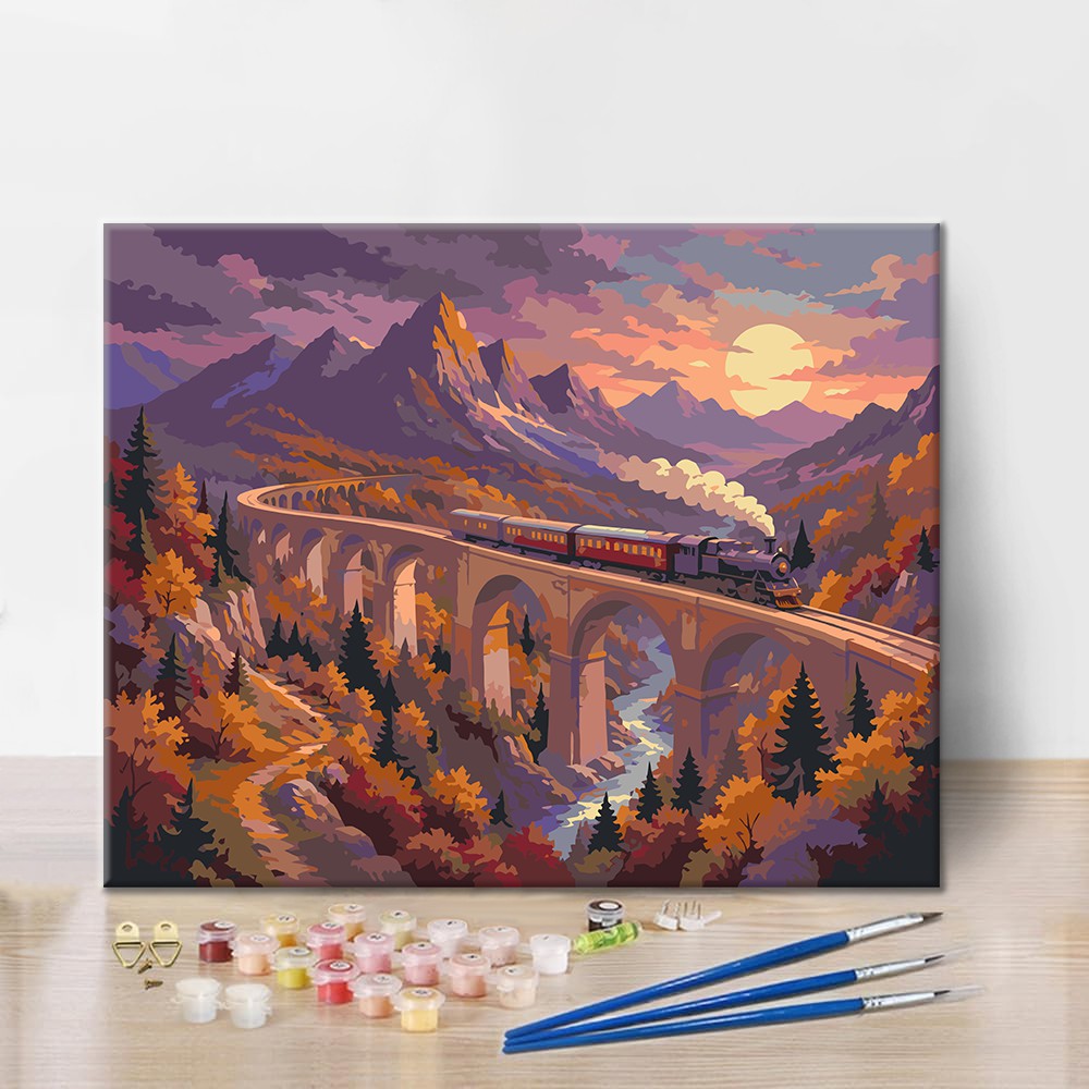 Autumn Valley Steam Train - Paint by Numbers