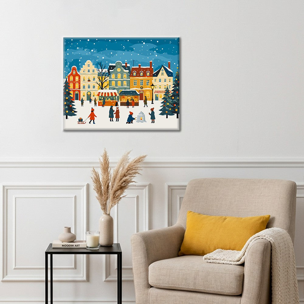 Christmas Market Village - Paint by Numbers