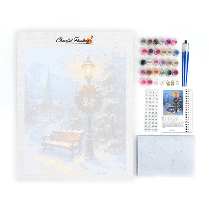 Holiday Lights in Snow - Paint by Numbers