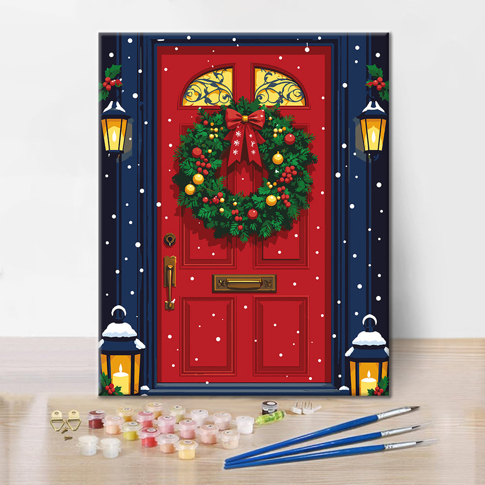 Snowy Christmas Door - Paint by Numbers