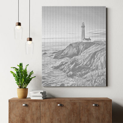 Lighthouse at Sunset - Dot Painting