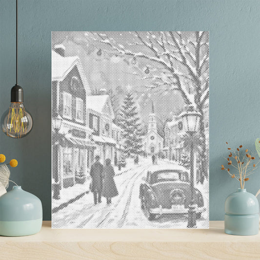 Winter Christmas Village - Dot Painting